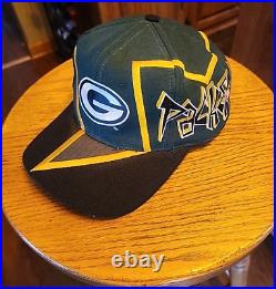 Vintage Green Bay Packers Reverse Thunder Bolt Wool Snapback Hat Drew Pearson