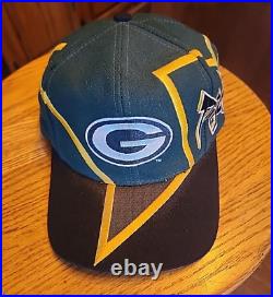 Vintage Green Bay Packers Reverse Thunder Bolt Wool Snapback Hat Drew Pearson