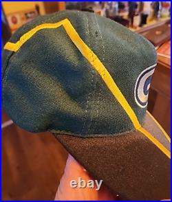 Vintage Green Bay Packers Reverse Thunder Bolt Wool Snapback Hat Drew Pearson