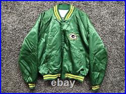 Vintage Green Bay Packers Satin Jacket Quilt Lined Adult XL Chalk Line