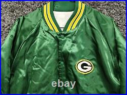 Vintage Green Bay Packers Satin Jacket Quilt Lined Adult XL Chalk Line