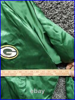 Vintage Green Bay Packers Satin Jacket Quilt Lined Adult XL Chalk Line
