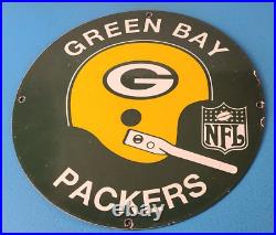 Vintage Green Bay Packers Sign NFL Football Stadium Porcelain Gas Pump Sign Vintage Green Bay Packers Sign NFL Football Stadium Porcelain Gas Pump Sign