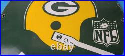 Vintage Green Bay Packers Sign NFL Football Stadium Porcelain Gas Pump Sign Vintage Green Bay Packers Sign NFL Football Stadium Porcelain Gas Pump Sign