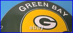 Vintage Green Bay Packers Sign NFL Football Stadium Porcelain Gas Pump Sign Vintage Green Bay Packers Sign NFL Football Stadium Porcelain Gas Pump Sign