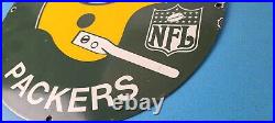 Vintage Green Bay Packers Sign NFL Football Stadium Porcelain Gas Pump Sign Vintage Green Bay Packers Sign NFL Football Stadium Porcelain Gas Pump Sign