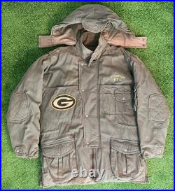Vintage Green Bay Packers Stadium Coat Mirage NFL Jacket Long Mens L 90s RARE