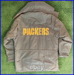 Vintage Green Bay Packers Stadium Coat Mirage NFL Jacket Long Mens L 90s RARE