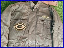 Vintage Green Bay Packers Stadium Coat Mirage NFL Jacket Long Mens L 90s RARE