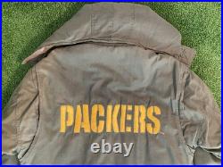 Vintage Green Bay Packers Stadium Coat Mirage NFL Jacket Long Mens L 90s RARE