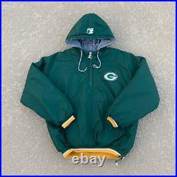 Vintage Green Bay Packers Starter Jacket Adult Large Green Hooded Pull Over 90s