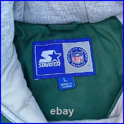 Vintage Green Bay Packers Starter Jacket Adult Large Green Hooded Pull Over 90s