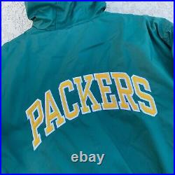 Vintage Green Bay Packers Starter Jacket Adult Large Green Hooded Pull Over 90s