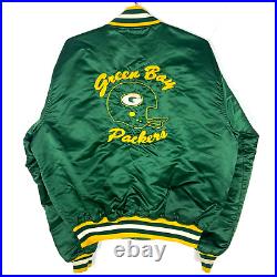Vintage Green Bay Packers Starter Satin Bomber Jacket Xl Made Usa Nfl Pro Line