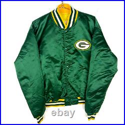 Vintage Green Bay Packers Starter Satin Bomber Jacket Xl Made Usa Nfl Pro Line