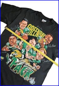 Vintage Green Bay Packers Wolf Pack Caricature 90's t-shirt NFL Football L