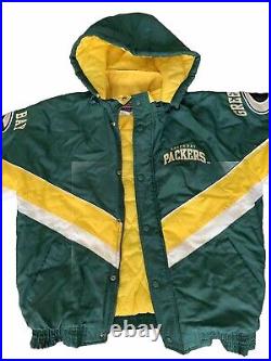 Vintage Green Bay Starter ProLine Insulated Jacket Detachable Hood Large