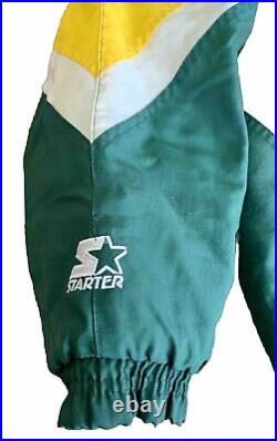 Vintage Green Bay Starter ProLine Insulated Jacket Detachable Hood Large