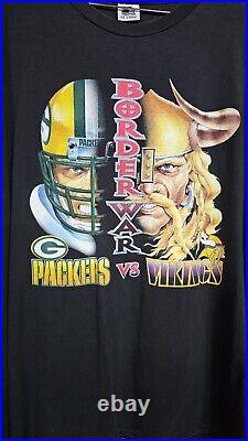 Vintage Minnesota Vikings Vs Green Bay Packers T-Shirt 90's Salem Size 2XL