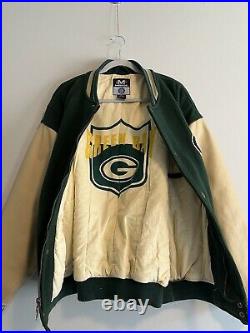 Vintage Mirage Green Bay Packers Varsity Style Jacket Leather & Wool XL