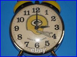 Vintage NFL Green Bay Packers Lafayette Watch Co Yellow Alarm Clock Sc2