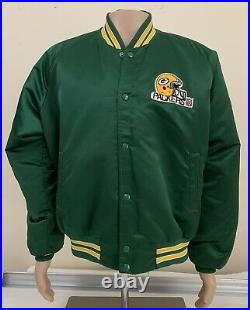Vintage NFL Green Bay Packers Satin Style Chalkline Jacket Men's Size XL USA