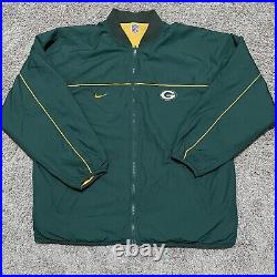 Vintage Nike Green Bay Packers Jacket XXL Green Yellow Reversible Full Zip 2000