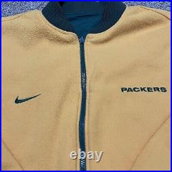 Vintage Nike Green Bay Packers Jacket XXL Green Yellow Reversible Full Zip 2000