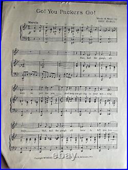 Vintage & Original 1930's NFL Green Bay Packers Sheet Music, GO! You Packers GO