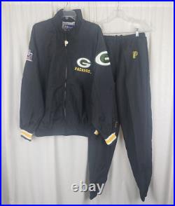 Vintage Pro Player Green Bay Packers Windbreaker Track Suit Jacket Pants Mens L