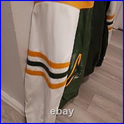 Vintage Rare Green Bay Packers Leather Button Up Jacket Size Large
