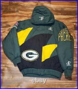 Vintage Rare Green Bay Packers Logo Athletic Double Sharktooth Jacket Size L/XL