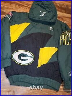 Vintage Rare Green Bay Packers Logo Athletic Double Sharktooth Jacket Size L/XL