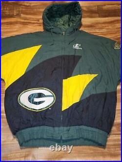 Vintage Rare Green Bay Packers Logo Athletic Double Sharktooth Jacket Size L/XL