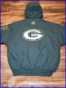 Vintage Rare Green Bay Packers Logo Athletic Double Sharktooth Jacket Size L/XL