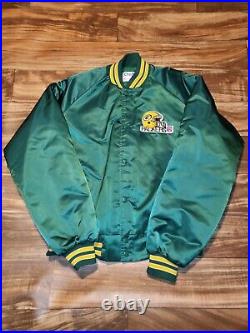 Vintage Rare NFL Green Bay Packers Chalk Line Satin Sports Spellout Jacket Sz L