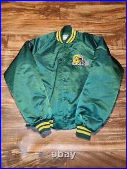 Vintage Rare NFL Green Bay Packers Chalk Line Satin Sports Spellout Jacket Sz L