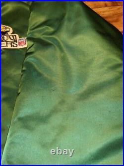 Vintage Rare NFL Green Bay Packers Chalk Line Satin Sports Spellout Jacket Sz L