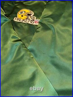 Vintage Rare NFL Green Bay Packers Chalk Line Satin Sports Spellout Jacket Sz L