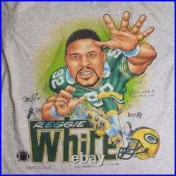 Vintage Reggie White Green Bay Packers Shirt Xplosion Caricature 1994 Size Large