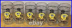 Vintage Set of 6 Green Bay Packers Helmet Logo NFL Mobil Glasses 5.5