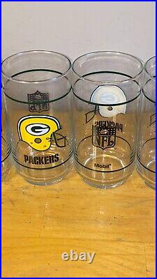 Vintage Set of 6 Green Bay Packers Helmet Logo NFL Mobil Glasses 5.5