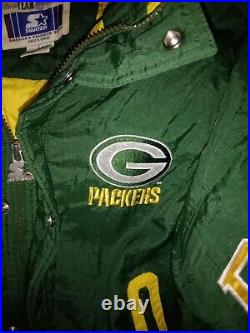 Vintage Starter Classic Team Collection Green Bay Packers Jacket Hooded Size Med