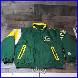 Vintage Starter Green Bay Packers Jacket NFL Team Collection Size Large Quilted