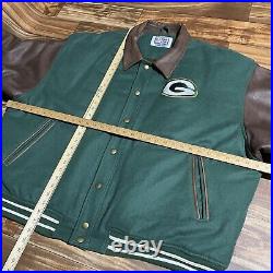 Vintage Starter Green Bay Packers Lettermen Varsity Jacket Wool Leather Size 3XL