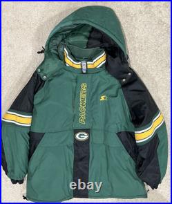 Vintage Starter Proline 90s Green Bay Packers 1/2 Zip Hood 2XL Jacket