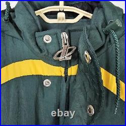 Vtg 90s Logo Athletic Pro Line Green Bay Packers Puffer Jacket Hooded Coat XL