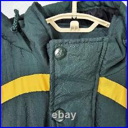 Vtg 90s Logo Athletic Pro Line Green Bay Packers Puffer Jacket Hooded Coat XL