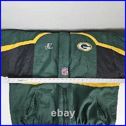 Vtg 90s Logo Athletic Pro Line Green Bay Packers Puffer Jacket Hooded Coat XL