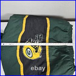 Vtg 90s Logo Athletic Pro Line Green Bay Packers Puffer Jacket Hooded Coat XL